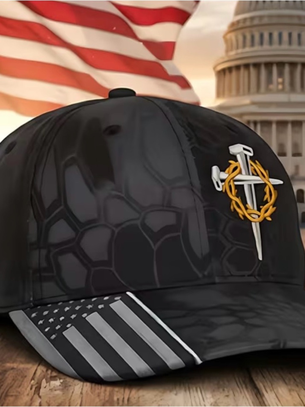 New - Cross and Flag Baseball Hat